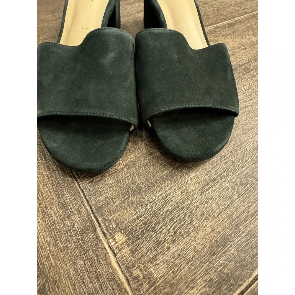L'agence Green Suede Open Toe Block Heel‎ Slip On Size 37 US 6 - Picture 8 of 10